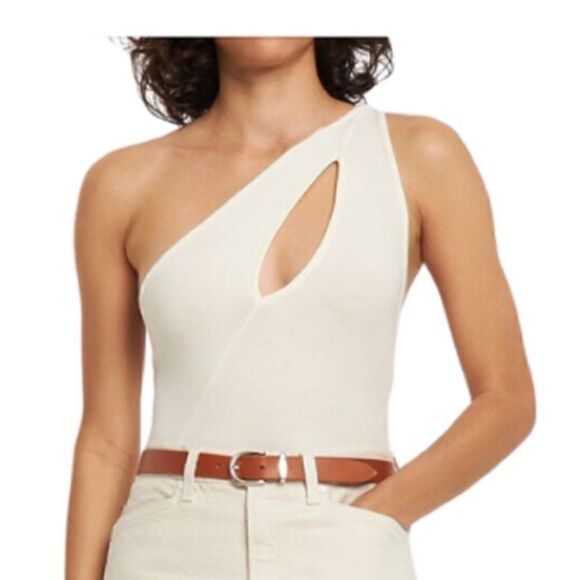 WeWoreWhat NWT One Shoulder Cutout Jersey Tank in Cream Size Small - Picture 3 of 10